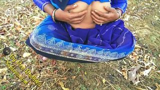 Rural Indian Beauty Radhika Shows Off Her Natural Bush While Getting Wild Outdoors