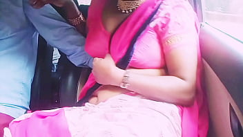 Sultry Saree-clad Housewife And Her Lover Engage In Steamy Car Romance With Explicit Telugu Whispers.
