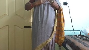 Desi Cheating Wife Vanitha In Grey Saree Flaunts Her Big Tits And Shaved Pussy, Pressing Her Hard Nipples And Rubbing Her Wet Slit While Masturbating
