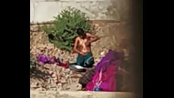 Bathing In The Open, A Dasi Indian Woman Bares All For The World To See