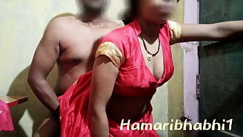 Sweating In Her Crimson Sari, The Village Bride Takes A Hard Pounding In The Sweltering Heat.