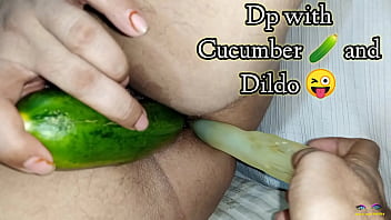 Cucumber And Dildo For Double Penetration In Ass And Pussy: Research On A Bbw Chubby Hot Indian Wife With Clear Hindi Audio