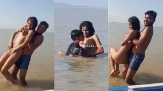 A Young Fisherman Pounds His Naked Girlfriend Hard In The Ocean Waves