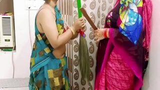 Indian Wife And Maid Battle For The Husband’s Thick Cock