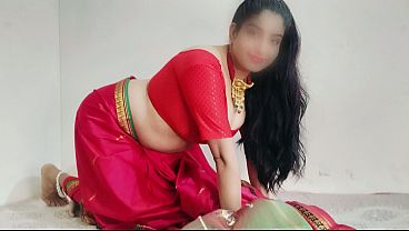 Hot Indian Bhabhi With Big Boobs Getting Fucked In Red Sari, Desi Hindi Moans